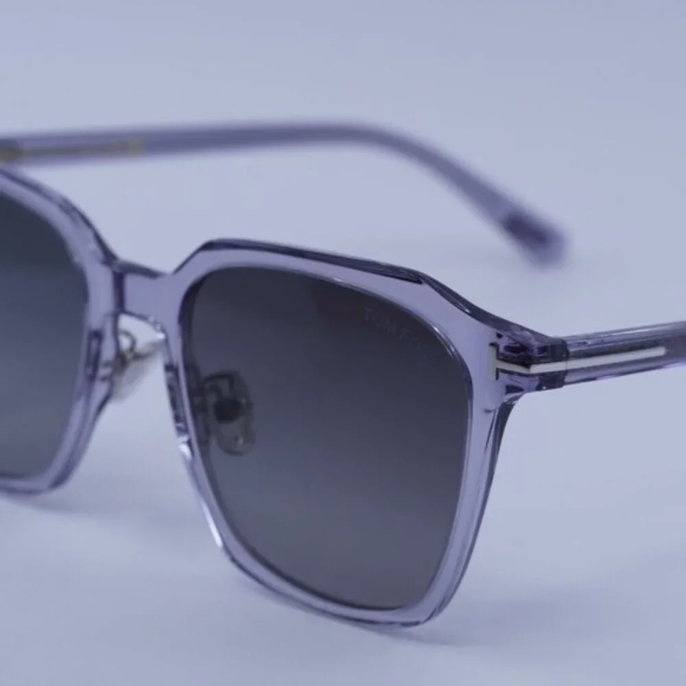 Tom Ford FT0971-K 20B Sunglasses Grey Square Frame, Smoke Gradient Lenses